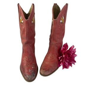 Vtg Rampage 6.5 “ Marley”, rose / Dirty,  Filthy Rich cowboy boots